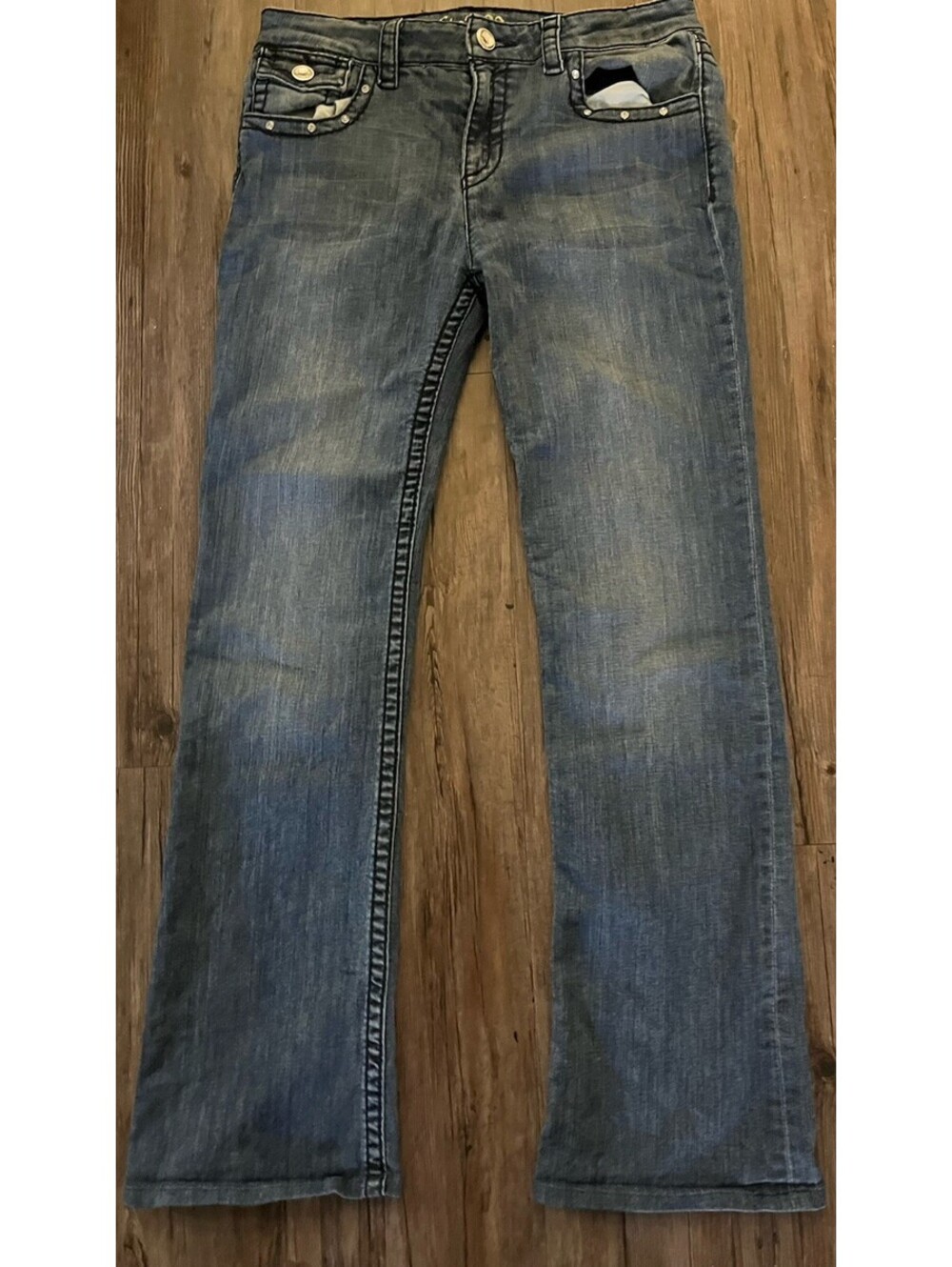 Y2K UKnighted Royal Jeans Sz 10 Boot Cut Dark Wash Pants - Picture 3 of 5